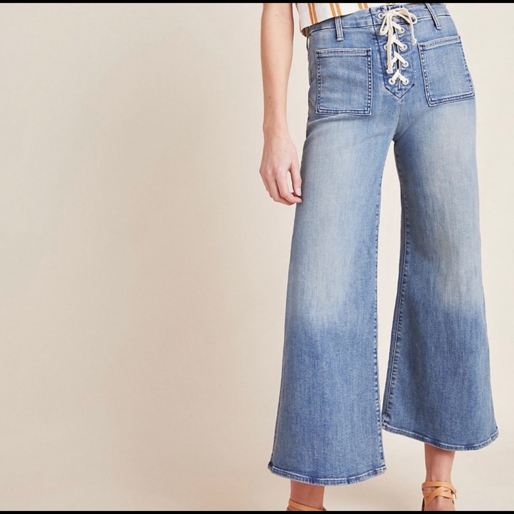 Mother Lace Up Roller Cropped Jeanne, Size 25